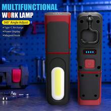 1pc Portable LED COB Emergency Flashlight With Magnet & Hook, Rechargeable Work Light With 3 Modes, Adjustable Angle, Waterproof - Multicolor - View 4