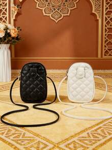 1个女童可爱绗缝刺绣手机包，可调节肩带斜挎包，单肩包，零钱包，化妆包，适合日常使用、聚会、音乐节，理想的礼物 - 彩色 - 查看 2