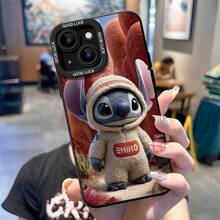 Official Disney Lilo & Stitch Cute Phone Case: Cosmic Explorer Stitch Print In Fuzzy Hoodie With Alien Landscape Background & "GOOD LUCK" Detail, Shockproof Protective Cover With Reinforced Camera Protection For IPhone 17, 16, 15, 14, 13, 12, And 11 Pro Models, Equipped With Shockproof Protection. A Perfect Gift For Family, Friends, Birthdays, Holidays, And Special Occasions. - 黑色 - 查看 2