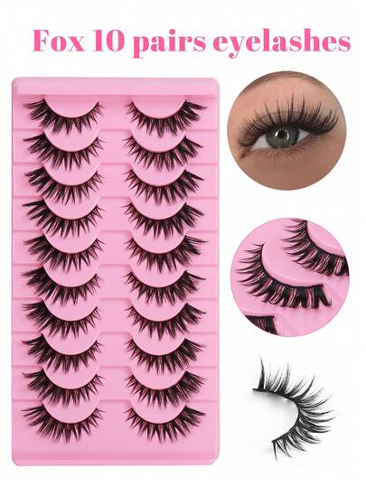10 Cặp lông mi giả 3D, dài 5-16mm, kiểu dày và xòe, cong và bồng bềnh, thiết kế hoạt hình, vẻ ngoài tự nhiên và mềm mại, lông mi trang điểm dài thủ công.