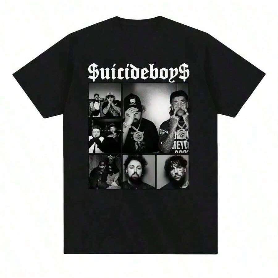 Suicideboy Era Tour Graphics Print T-Shirts For Men Harajuku Hip Hop Rock Style T Shirts Unisex Fashion Oversized Street T Shirt Tee Comfortable Comfortable - Black - View 1