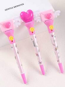 1支装返校天使翅膀心形0.5毫米按动式圆珠笔，蝴蝶图案，情人节文具，创意趣味文具礼品，学生用品，奖励笔 - 天使翅膀愛心 - 查看 2