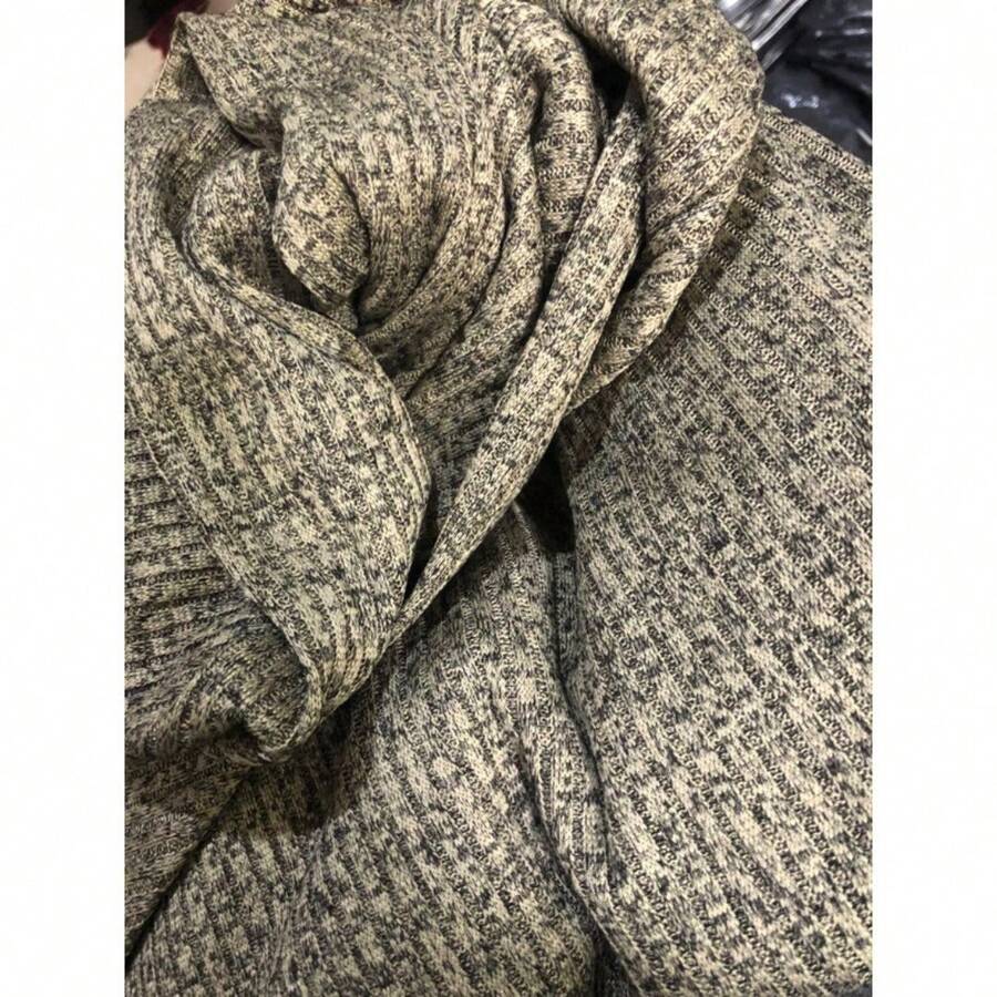 Conjunto Feminino Lanzinha Inverno Blusa Croppe e Saia Midi com Fendas Laterais - Areia canelado lanzinha - Visão 1