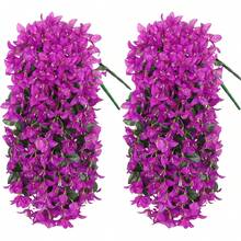 1 cây hoa giấy nhân tạo, chống tia UV, thích hợp trồng trong chậu trong nhà/ngoài trời, bình hoa, trang trí nhà cửa, hiên nhà, sân vườn, đám cưới, trang trí mùa hè và mùa xuân, quà tặng ngày Valentine. - Màu đỏ tím - Xem 1