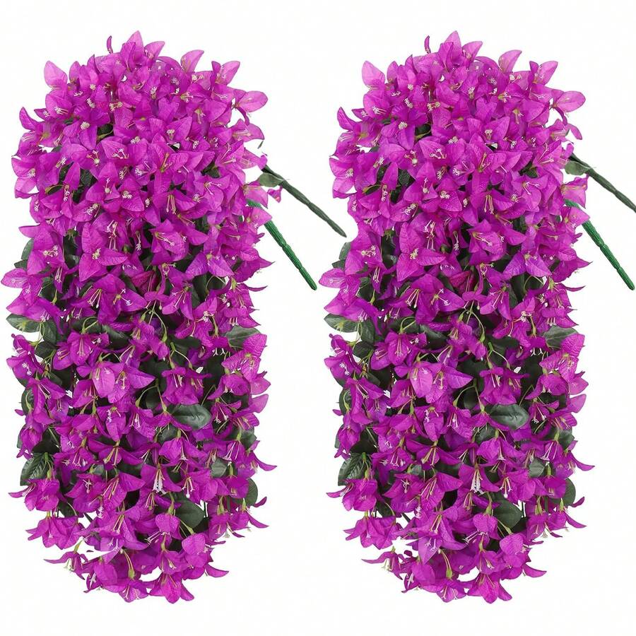 1 cây hoa giấy nhân tạo, chống tia UV, thích hợp trồng trong chậu trong nhà/ngoài trời, bình hoa, trang trí nhà cửa, hiên nhà, sân vườn, đám cưới, trang trí mùa hè và mùa xuân, quà tặng ngày Valentine. - Màu đỏ tím - Xem 1