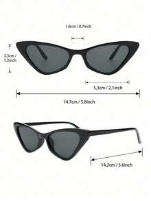 2 Pairs Personalized Fashion Glasses With Cat Eye & Square Frame, Suitable For Teenagers - Black - View 6