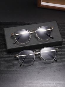 2PCS Men's Metal Frame Simple Temperament Personalized Popular Retro Fashion Plain Glasses, Daily Commuting Office Reading Matching, With Glasses Box - Multicolor - View 7