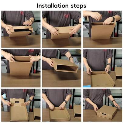 Aimall 3PCS Kraft Paper Storage Box Office Desk Organizer File Document Storage Use
