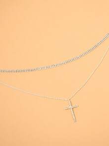 New Cross Necklace, European American Style Versatile INS Viral Multi-Layer Choker, Fashion Jewelry For Women - Silver - View 3