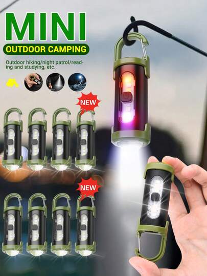 Multi-Functional Mini Keychain Light, Outdoor Portable Hanging Hook Rechargeable Flashlight, Floodlight