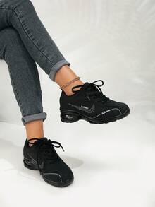 SAILUOPU Women's Casual Sneakers, Thick Sole Air Cushion Shock Absorbing Lightweight Shoes - Black - View 6