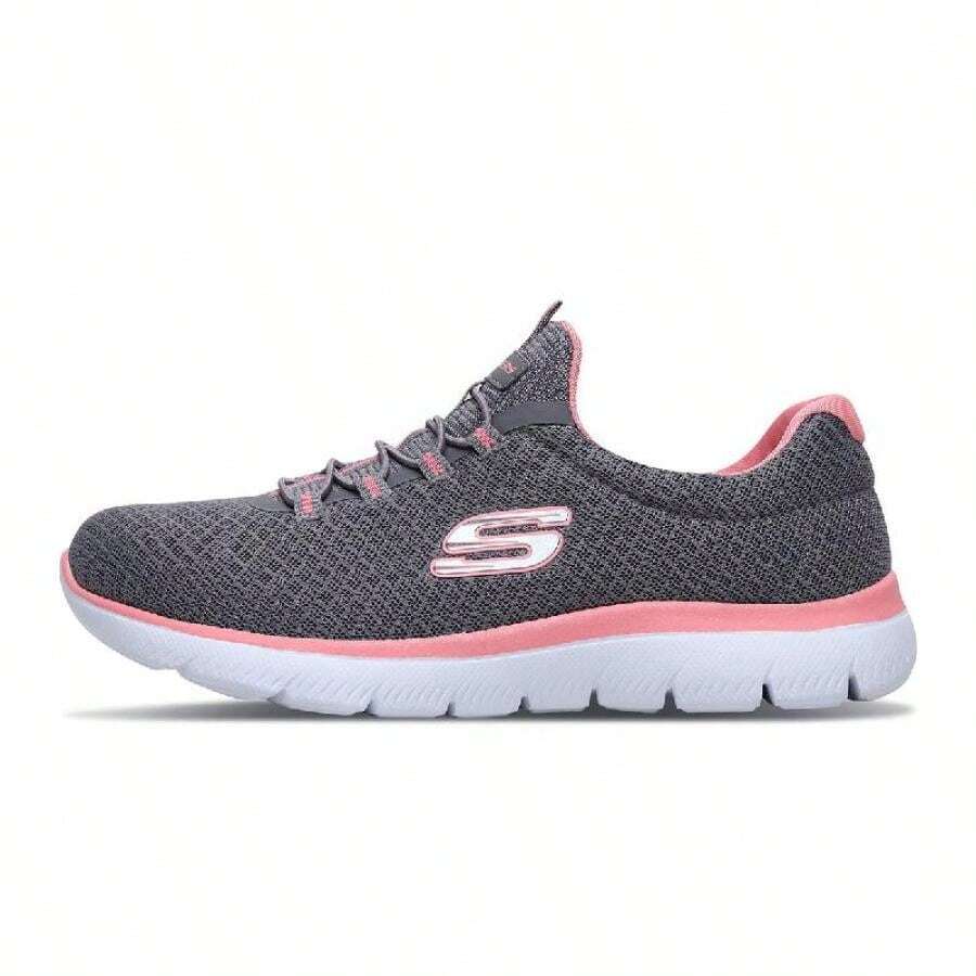 Skechers Women's Lightweight Casual Shoes, SPORT Women One-Piece Slip-On Athletic Sneakers, Soft Sole Walking Shoes 12980-GYPK - Grey/Pink - View 1