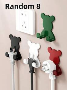 4pcs Happy Bear Plastic Wall Hooks, Cute Design With Practical Storage Function, Strong Load-Bearing And Stable, Easy To Hang Razors, Towels, Toothbrush Cups And Other Small Items. Simple Installation Without Damaging Walls, Suitable For Bathroom, Kitchen, Bedroom And Other Scenarios, Multiple Sizes Available For A Tidy And Adorable Life! - Multicolor - View 40