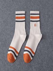 撞色条纹篮球运动中筒袜，复古运动风，吸睛日常穿搭单品 - 彩色 - 查看 3