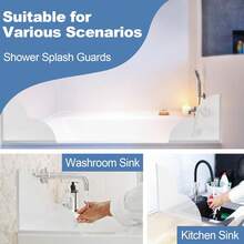 亚克力防溅挡板，带自粘背胶，无需钉子；防水硅胶浴缸防溅挡板，自粘防水屏障通道保护器 - 彩色 - 查看 9