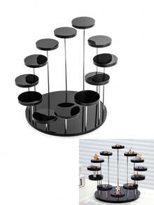 Clear Acrylic Display Risers, Display Storage Racks For Ornaments, Nail Polish, Perfume, Scented Candles, Air Fresheners, Household Storage Organizer For Desktop, Office, Vanity, Bedroom, Bathroom, Home, Dorm, Room Decorate - Black Combination - View 12
