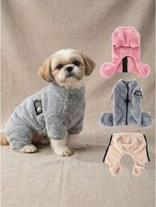 PETSIN Pet Clothes, Pet Jacket, Warm Fleece Jumpsuit For Small Dogs, Suitable For Winter - Multicolor - View 12