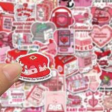 50PCS Pink Valentine's Day Bookish Series Stickers,Creative Cartoon Stickers, DIY Decorate Gift Boxes, Envelopes, Mobile Phones, Water Cups, Waterproof Stickers - Multicolor - View 5