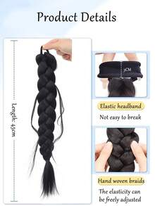 Wigs, Braids, Low Ponytail, Messy Braid,Long Braid, Braided Wigs, Ponytail,Heat Resistant Braided Fake Ponytail, - Multicolor - View 3