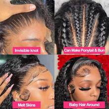 NARNI Invisi Strap 360 Lace Front Wigs Human Hair Pre Plucked Drawstring Human Hair Wig 250% Density Deep Wave Human Hair Wig 13x6 HD Transparent Lace Frontal Wig 360 Full Lace Human Hair Wig Deep Curly Wig Make High Ponytail Natural Hairline - Natural Black - 查看 10