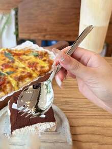 5pcs Stainless Steel Watermelon Spoon & Fork 2-In-1 Thickened Salad Spoon - Silver - View 5