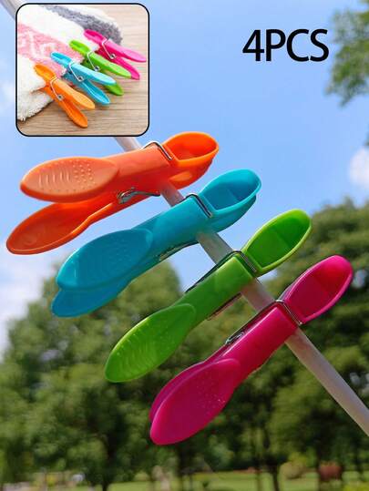 Colorful Plastic Clothespins, Thick Spring-Loaded Non-Slip Laundry Clips For Indoor And Outdoor Drying, Lightweight Yet Durable Fast-Grip Pin Set, Versatile Clip For Laundry Room, Balcony, Patio, Courtyard, Camping, Travel, And Seasonal Fresh Air Drying, Perfect For Securing Delicates And Everyday Garments, Easy To Use, Stable Hold, Multi-Purpose Household Laundry Accessories