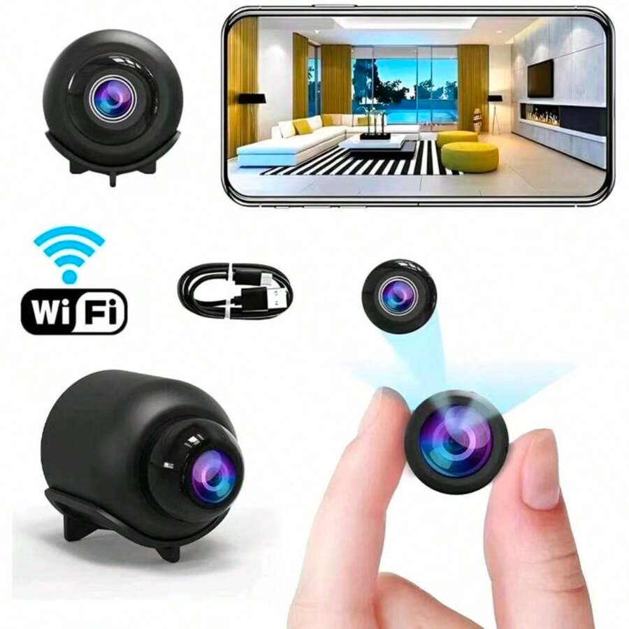 1 pièce/2 pièces Caméra mini HD 720P, caméra de domestique, caméra cachée portable, caméra mini intelligente, caméra sans fil WiFi à vision nocturne HD (réseau 2,4 G uniquement), surveillance à distance, stockage sur carte SD, convient pour la maison, la voiture, le bureau et plus de scénarios, en ligne 24h/24 et 7j/7 - Noir - Voir 1