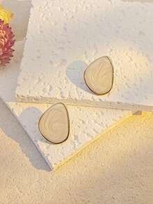 European American Colorful Gold Plated Fashionable Stainless Steel Geometric Round Heart Teardrop-Shaped Earrings For Women New Lightweight Luxury Ear Stud Jewelry For Women Beach Summer Boho Jewelry Cute Earrings For Teen Girls Chunky Jewelry For Women Summer Beach Vacation - Multicolor - View 10