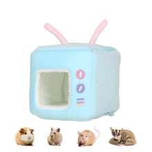 ITANDME Warm Hamster Hideout Hamster Bed Rat Bed Cute Television Shape Guinea Pig Bed Small Animal Bed, Warm Hamster Beds Guinea Pig Hideout Rat Hideout, Small Pet Beds For Guinea Pigs, Hamsters, Flower-Branch Mouse, Chinchillas And Other Small Pets - Multicolor - View 2