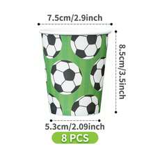 1 Set White Soccer Themed Disposable Plates, Napkins, Cups, Serves 8 Guests, Disposable Paper Plates Party Supplies Suitable For Birthday, Wedding, Theme Party, Family Picnic - Multicolor - View 9