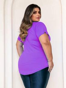 Plus Size Blouse In Lightweight, Comfortable Dry Fit Fabric For Workouts, Fitness, And Casual Sportswear - 紫色 - 查看 3