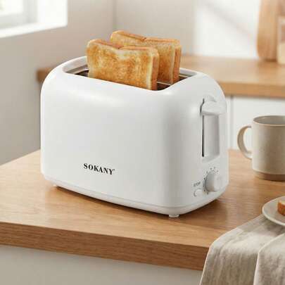 SOKANY 2-Scheiben Toaster mit extra breiten Schlitzen, Edelstahlgehäuse, 6 Bräunungseinstellungen, 700W Leistung, kompaktes Design, herausnehmbare Krümelschublade und Abbrechtaste, Auswurfautomatik für einfache Reinigung, geeignet für Wohnheim, Zuhause und Apartment. Kann Brot, Bagels, Waffeln und mehr toasten. Das weiße Äußere macht es zu einem perfekten Valentinstags-Geschenk.