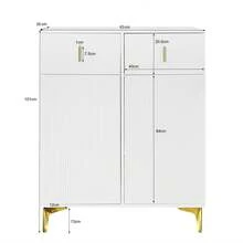 Wardrobe Set With Shoe Stool And Cushions. Front Coat Rack With Hooks. Shoe Cabinet With Drawers And Doors, Black And White. - trắng - Xem 9