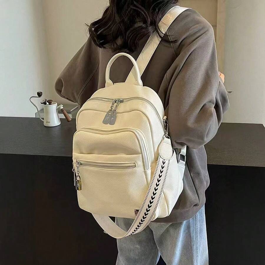 Multineos Comercial Women's/Men's Backpack, PU Leather, Casual, Waterproof, High Quality, Anti-Theft/School Backpack/New Model - 白色 - 查看 1