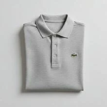 Men's Plain Casual Polo Shirt, 100% Cotton, With Buttons - Cá sấu xám - Xem 1