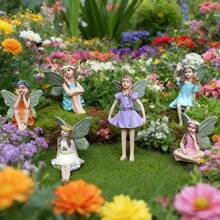 Conjunto de 1 Miniatura de Estátua para Jardim de Fadas, Estátua de Resina para Jardim de Fadas, Estatueta de Fada, Escultura para Jardim de Fadas, Decoração de Jardim Externo com Tema de Contos de Fadas, Decoração para Casa com Tema de Contos de Fadas, Ideal para Ambientes Externos, Vasos de Plantas, Gramados e Decoração de Jardins, Acessórios de Decoração Artística para Casa, Presente de Dia dos Namorados - Fada conjunto seis - Ver 13