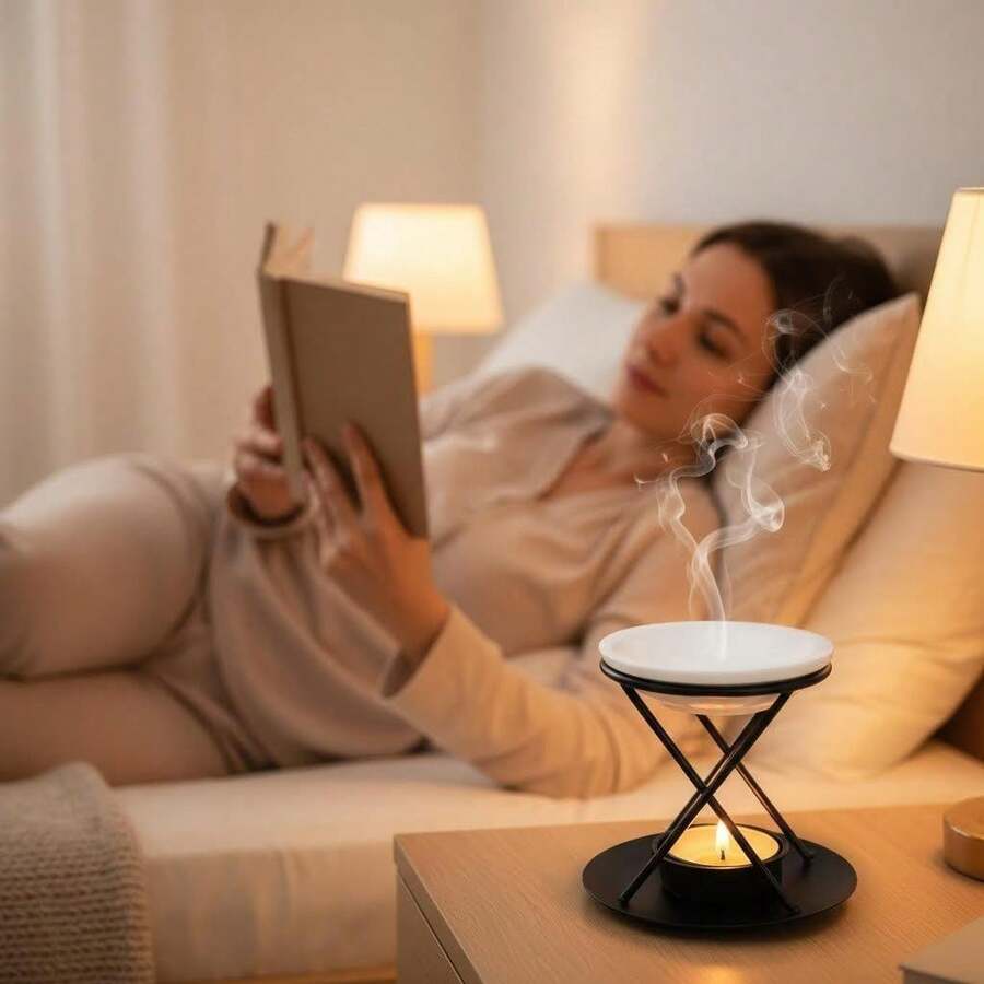 INS风香薰炉,铁艺X型支架配陶瓷碗,蜡烛加热精油炉,桌面装饰 - 鐵架X附盤香薰爐 - 查看 1