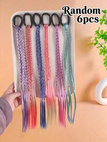 6 piezas de coleteros de colores aleatorios, sujetadores de pelo para niñas, accesorios para el cabello - Multicolor - Ver 6