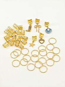 45件巴洛克风格海洋元素发饰，适合夏季派对、节日及其他场合 - 金色 - 查看 6