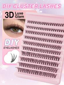 120pcs D Curl 8-16mm Wide Stem False Eyelash Clusters, Natural Look & Extra Thick Reusable Eyelash Extension Kit, Suitable For Daily Life, Wedding, Date, Party, Music Festival, Spring Travel - D - View 2