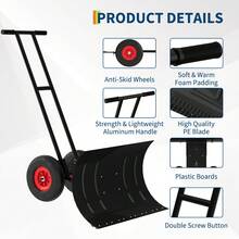 Yiwa 30"/40" Snow Shovel With Wheels, Heavy Duty Carbon Steel Snow Plow, Adjustable Blade Angle & Ergonomic Handle For Driveway And Sidewalk - 39.37"x16.54"(100x42cm) - View 4