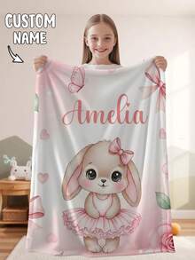 1pc Customized Photo Blanket, DIY Text Pattern Memorial Throw Blanket, Lightweight Baby Newborn Blanket Made Of Soft Minky Fabric - Multicolor - View 1