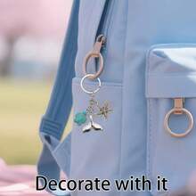 15 Pcs Faux Turquoise Keychain Set Turtle Mermaid Tail Starfish 5 Keychains 5 Mesh Bags 5 Paper Cards - Multicolor - View 5