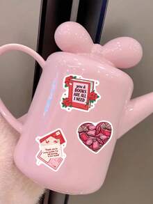 50PCS Pink Valentine's Day Bookish Series Stickers,Creative Cartoon Stickers, DIY Decorate Gift Boxes, Envelopes, Mobile Phones, Water Cups, Waterproof Stickers - Multicolor - View 8