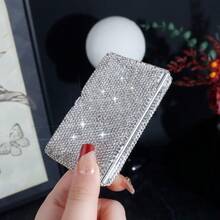 Premium Rhinestone Aluminum Business Card Holder, Luxury Anti-Crush Professional Card Case, Elegant Sparkling Design, Unisex Metal Card Organizer, Compact & Portable, Ideal For Business Gifts, Holidays And Everyday Use - Multicolor - View 7