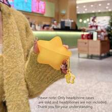 Funda de silicona semi-transparente con diseño de estrella compatible con los auriculares Apple Pro/Pro 2da generación, funda protectora para AirPods Pro 3, y funda suave para AirPods 4/3/1/2 - Amarillo + colgante - Ver 14