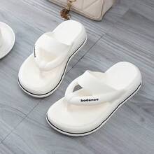 ASOFTER 2026 Summer Nude Minimalist Thick-Sole Flip Flops For Women, Elevated, Non-Slip Soft Sole Thong Sandals, Beach Slippers Suitable With Dresses - White - View 1