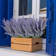 Bộ 120 cây giả màu xanh lá cây, cao 14,17 inch, bó hoa oải hương, thích hợp cho vườn ngoài trời, tiệc sinh nhật, trang trí tiệc, giỏ quà cưới, bó hoa cô dâu, phòng ăn gia đình, phòng khách và các dịp khác. - Màu tím - Xem 8