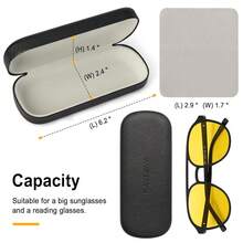 Glasses Case Hard Shell Eyeglass Case With Cleaning Cloth, PU Leather Protective Eye Glass Cases Fits Most Sunglasses - Black - View 7