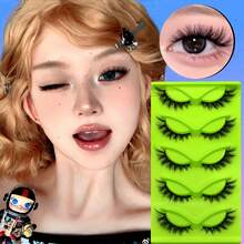 美式狐狸双V浓密假睫毛，自然欧美风，浓密卷翘，单排设计，适合初学者 - 黑色 - 查看 6